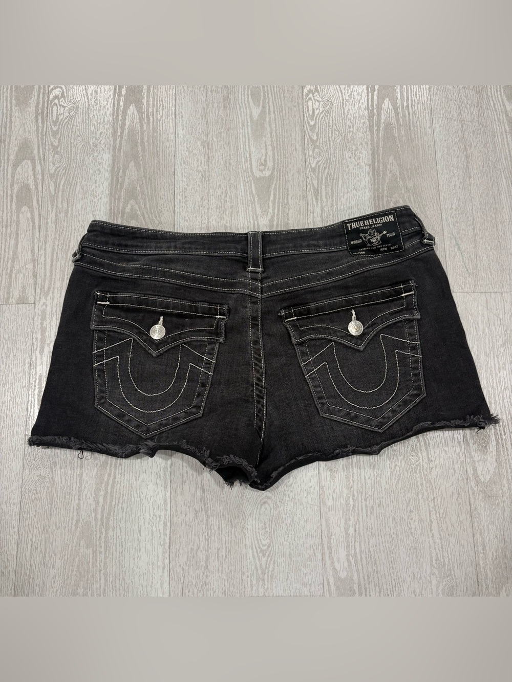 Vintage Women's True Religion Black Denim Cutoff Shorts